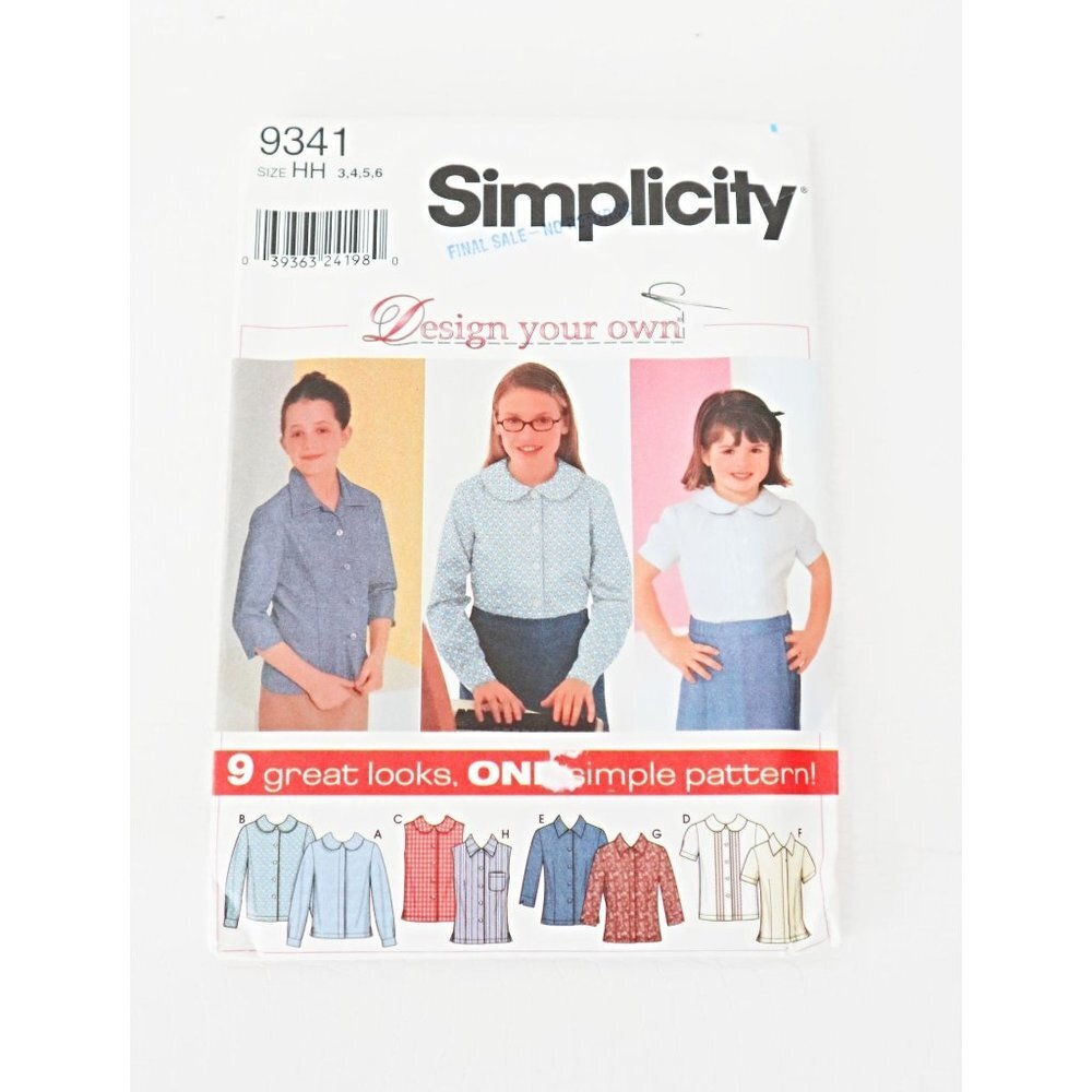 Simplicity Sewing Pattern 9341 Button Up Shirt Tunic Top Summer Short Sleeve Sle